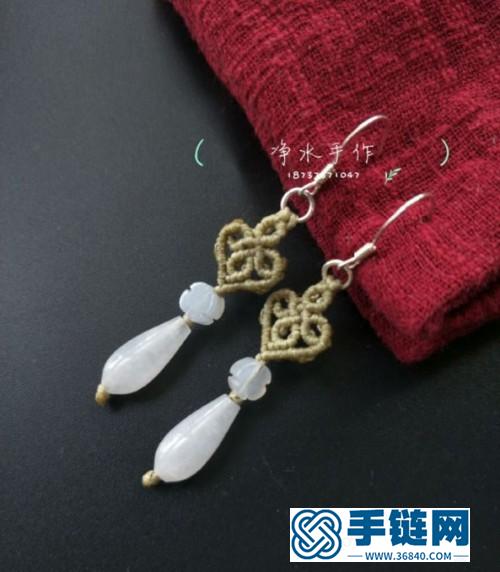 中国结扁腊四叶草串珠耳环的制作图解