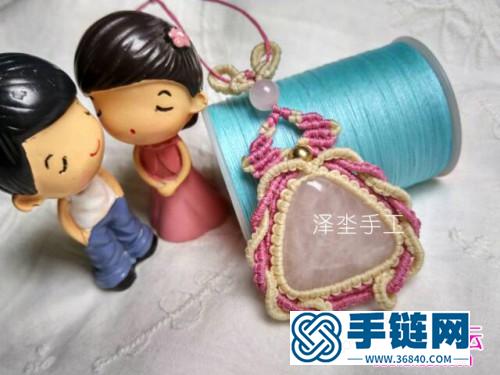 绳编粉红回忆项链吊坠的详细编制图解