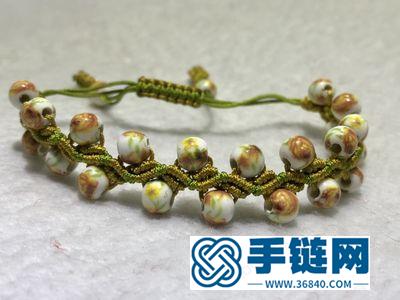 玉线编法简单DIY_手编田园风陶瓷珠手绳图解教程 