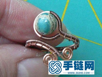 纯铜线手编孔雀石戒指环简单DIY教学 