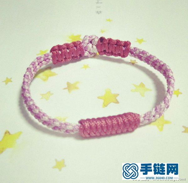 一条甜美风粉色手链的编法教程
