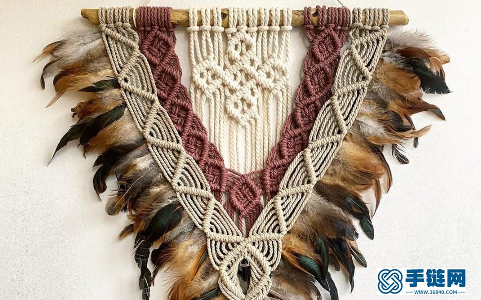 手工教程 | Macrame编织波西米亚羽毛流苏挂毯装饰