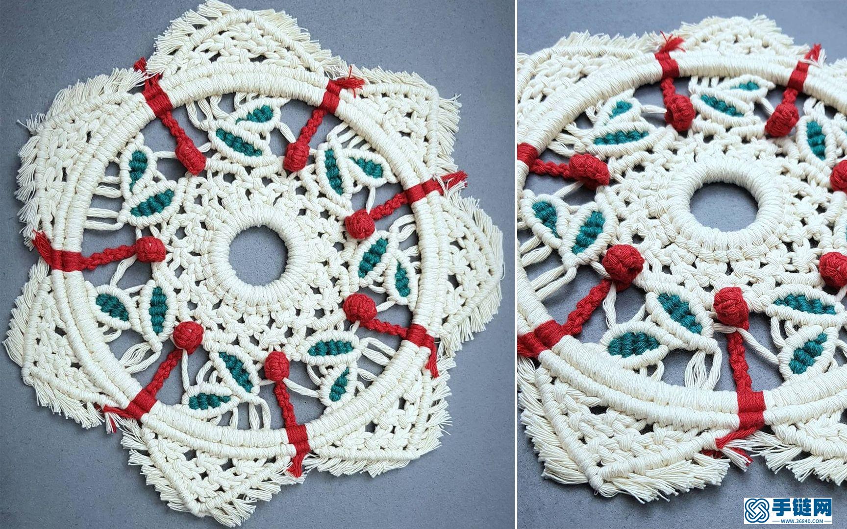 Macrame编织圣诞果装饰雪花花环