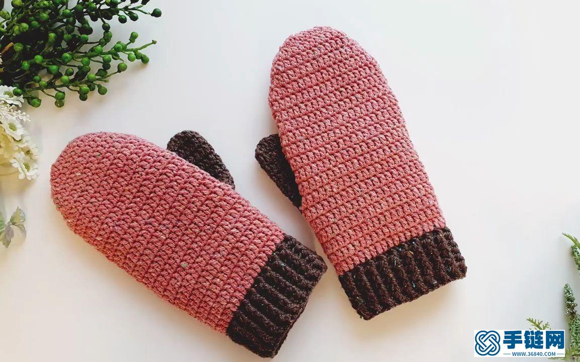 钩针编织冬季保暖连指手套，好看又实用，必须给自己织一副