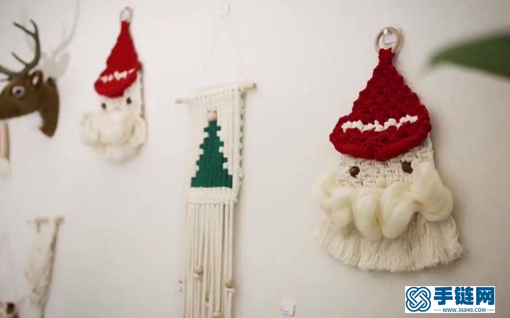 Macrame编织圣诞老人节日壁挂装饰