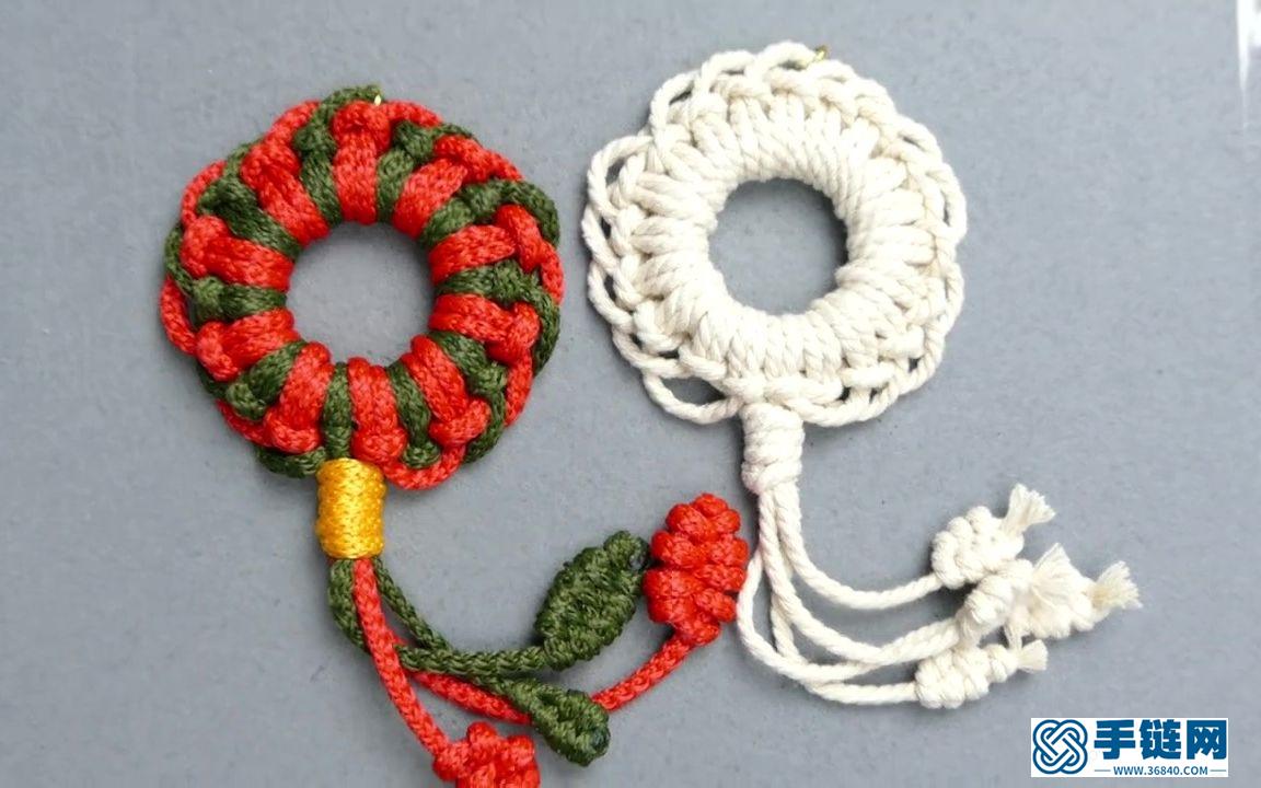  Macrame编织可爱又好看的圣诞小花环挂饰