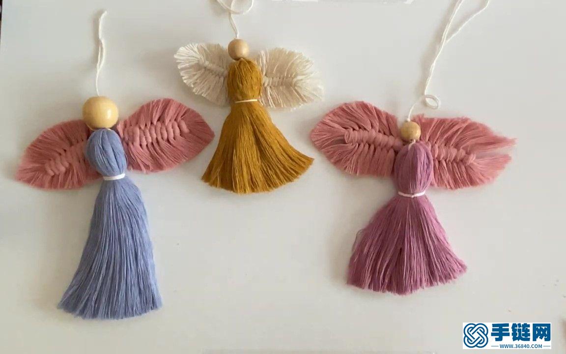 Macrame手工编织圣诞节天使装饰，为节日增添有趣的氛围