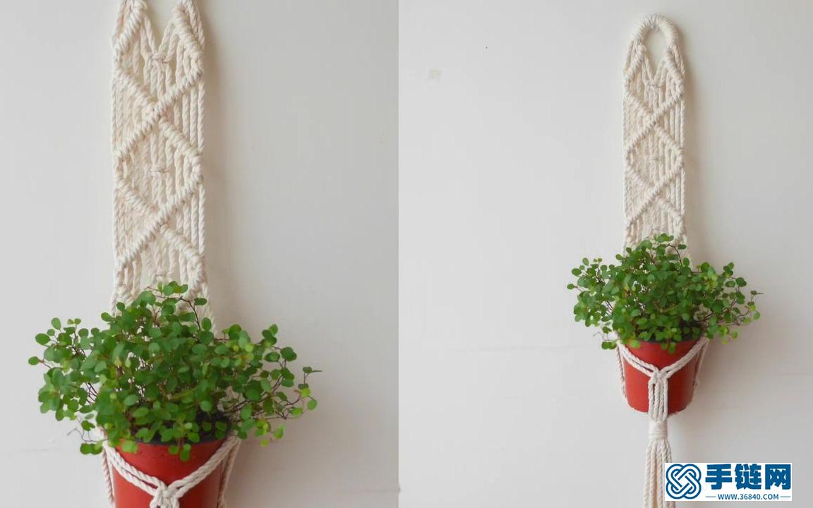 Macrame编织清新植物壁挂小吊篮