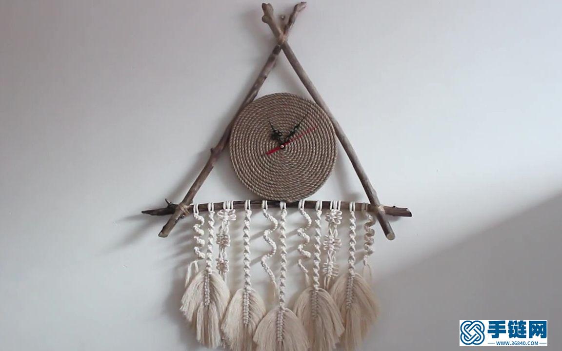 用绳子和木棍，做一款印第安乡村风格钟表壁挂装饰