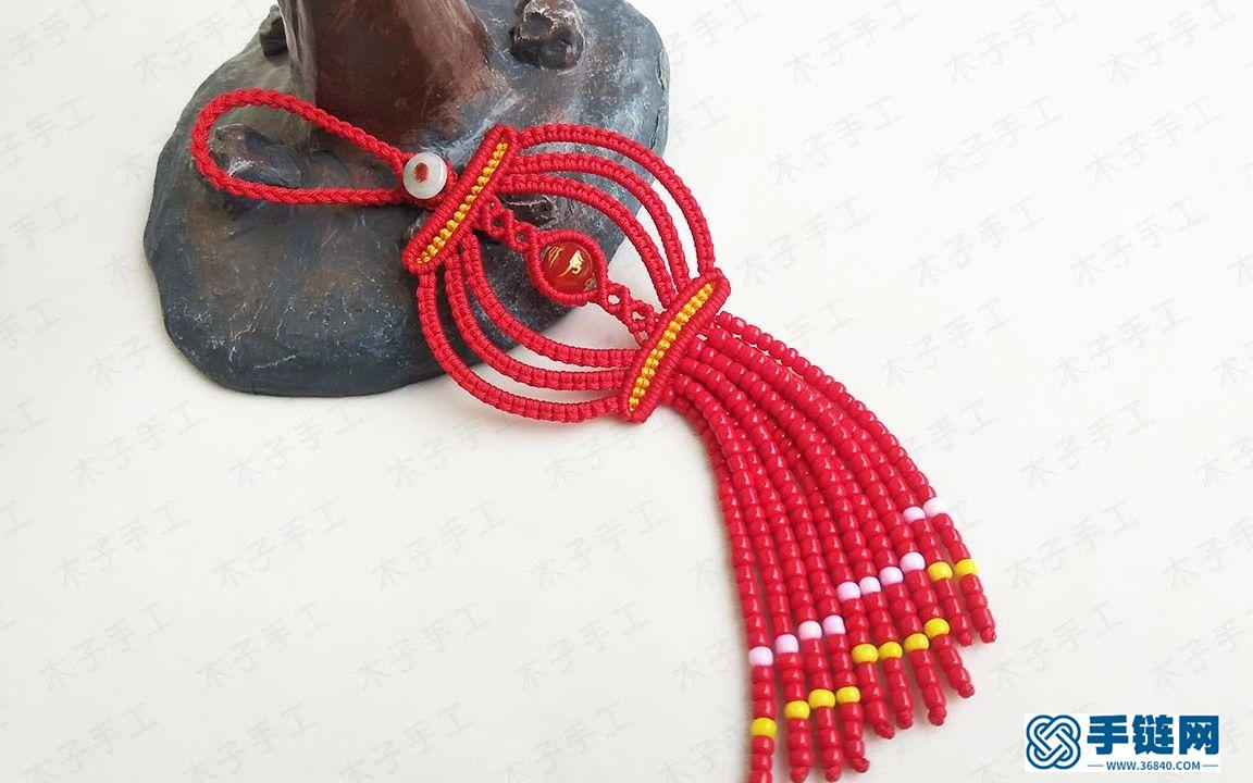 用红绳编织灯笼挂饰，平面的更容易上手，快来试试