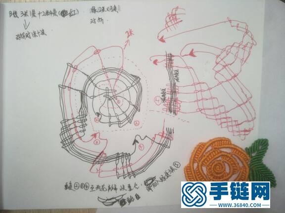 仿平面玫瑰编绳教程-完整编法步骤