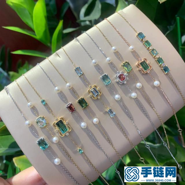 超适合夏日的手链合集。海蓝宝、碧玺、珍珠统统都有