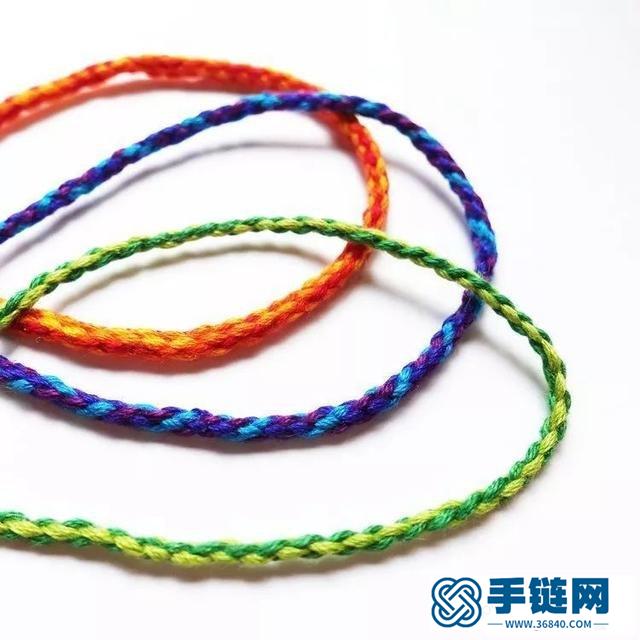 圆形4股绳的编法图解，6股8股编编绳手链教程
